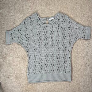 dELiA*s Gray Open Knit Short Sleeve Sweater Top Size XL